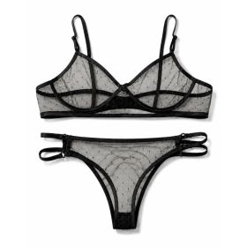 Dot Pattern Mesh Bra and Panties Set (Black), Clothing for Everyday Wear (Option: Default)