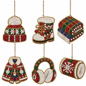 Winter-Themed Clothing Diamond Painting Hanging Ornaments (Set of 6) for Home Decor, 6pcs (Option: Default)
