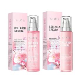 (2pcs)Collagen Sakura Brightening Moisture Toner Brighten Skin Tone Shiny Stable Skin Barrier 100ml (Option: Default)
