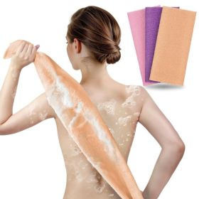 Exfoliating Shower Towel Body Scrubber, Peach Purple Pink, 3 Pack (Option: MULTICOLOR)