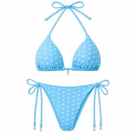 Dot-patterned Necktie Bikini (Blue), Clothing for Everyday Wear (Option: Default)