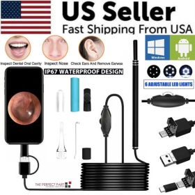 HD LED Ear Endoscope Otoscope Camera Wax Pick Cleaning Tool Cleaner Removal Kit (Option: Default Title)