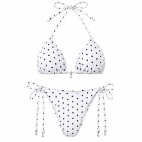 Dot-patterned Necktie-style Bikini (White), Clothing for Everyday Wear (Option: Default)
