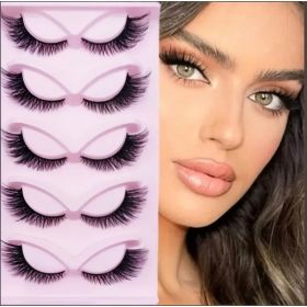 False Lashes Eyelashes Extension Cluster 5 Pairs Faux Mink Fluffy Long Full Look Eye Bottom Russian Strip D Curl Dramatic Halloween Cosplay (Option: 5 Pairs)