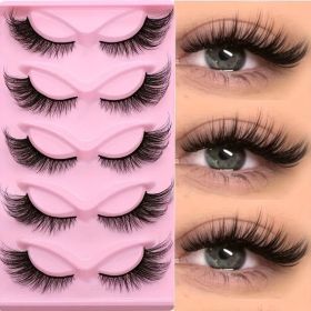 15Pairs Cat Eye Eyelashes 3D Natural False Lashes Fluffy Soft Cross Clear Band Lashes Manga Lashes Wispy Eyelash Makeup (Option: 15Pairs)