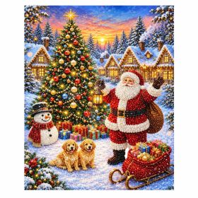 Christmas Santa Village Pearl Diamond Decorative Painting, Diamond Painting for Home Decor (Option: Default)