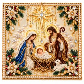 Nativity Scene Decorative Painting with Pearls and Colorful Diamonds, Diamond Painting for Home Decor (Option: Default)