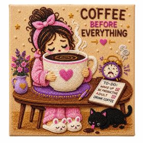 Toy, "Coffee Girl & Cat" DIY Diamond Painting, Pet Products for Pet Daily Care (Option: Default)
