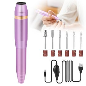 Portable Electric Nail Drill, Professional Nail File Kit For Acrylic Acid, Gel Nail, Nail Trimming With Nail Drill, Pedicure Abrasive Belt, Rose Gold (Option: Rose gold)